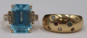 JEWELRY. 14KT GOLD, COLORED GE