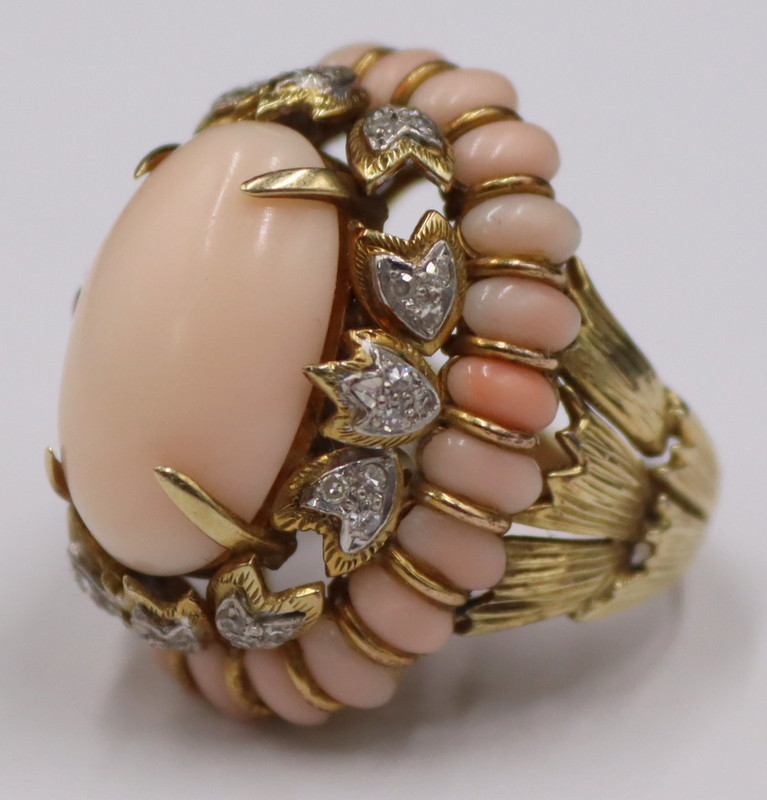 JEWELRY. 14KT GOLD, CORAL, AND
