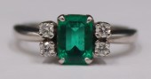 JEWELRY. 14KT GOLD, EMERALD, A