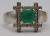 JEWELRY. 14KT GOLD, EMERALD AN