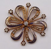 JEWELRY. 14KT GOLD, ENAMEL, AN