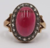 JEWELRY. 14KT GOLD, GARNET CAB