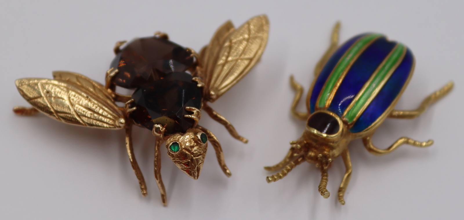 JEWELRY. 14KT GOLD INSECT BROOCHES.