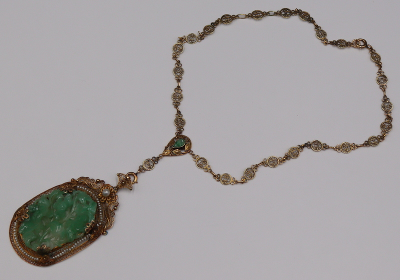 JEWELRY. 14KT GOLD, JADE AND