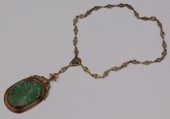 JEWELRY. 14KT GOLD, JADE AND P