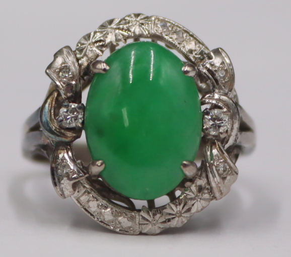 JEWELRY. 14KT GOLD, JADE AND