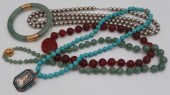 JEWELRY. 14KT GOLD JADE BRACEL