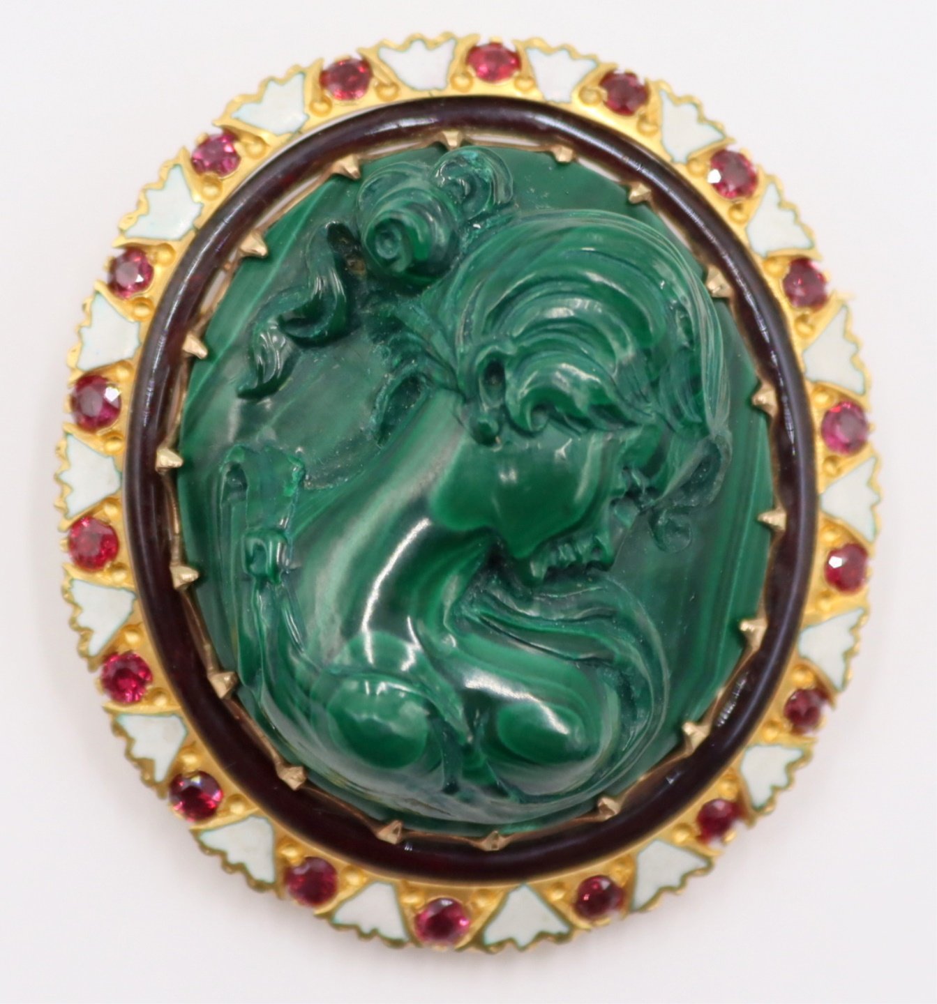 JEWELRY. 14KT GOLD, MALACHITE,