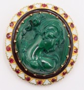JEWELRY. 14KT GOLD, MALACHITE,