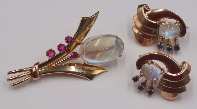 JEWELRY. 14KT GOLD MOONSTONE AND