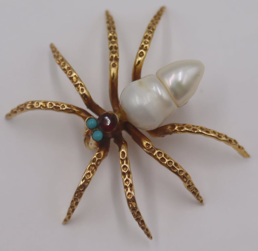 JEWELRY. 14KT GOLD, PEARL AND GEM