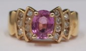 JEWELRY. 14KT GOLD PINK SAPPHI