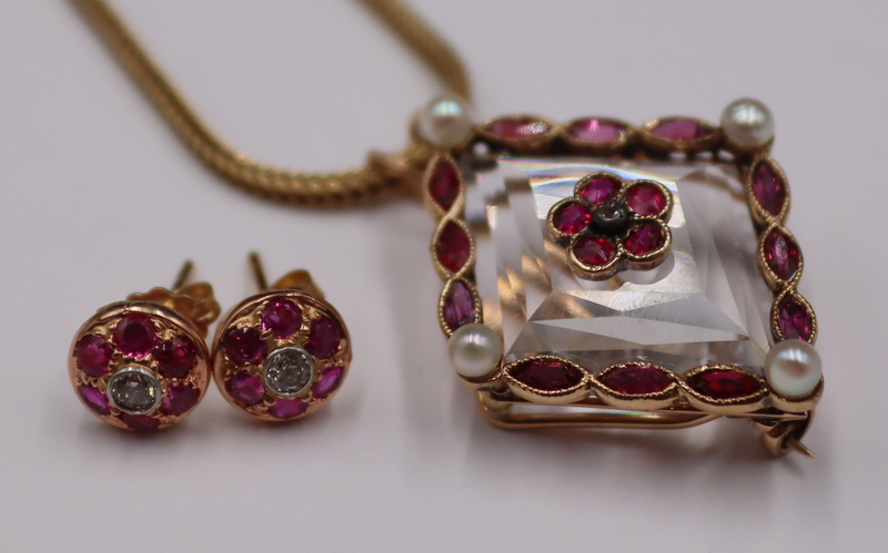 JEWELRY. 14KT GOLD, RUBY AND