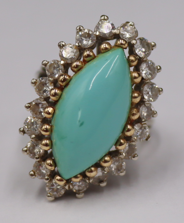 JEWELRY. 14KT GOLD, TURQUOISE,