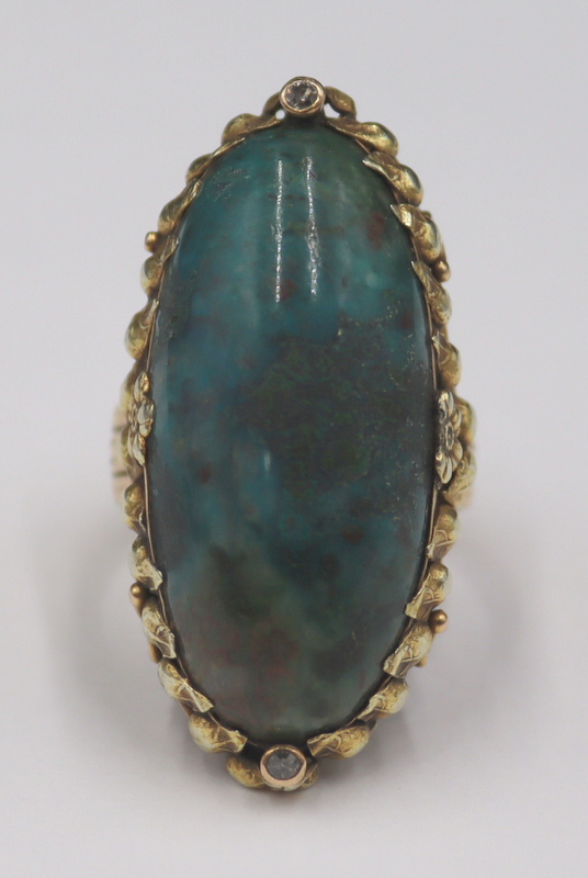 JEWELRY. 14KT GOLD, TURQUOISE AND