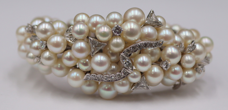 JEWELRY. 14KT PEARL AND DIAMOND