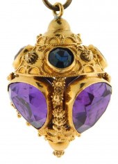 JEWELRY: 18K AMETHYST FOB/PEND