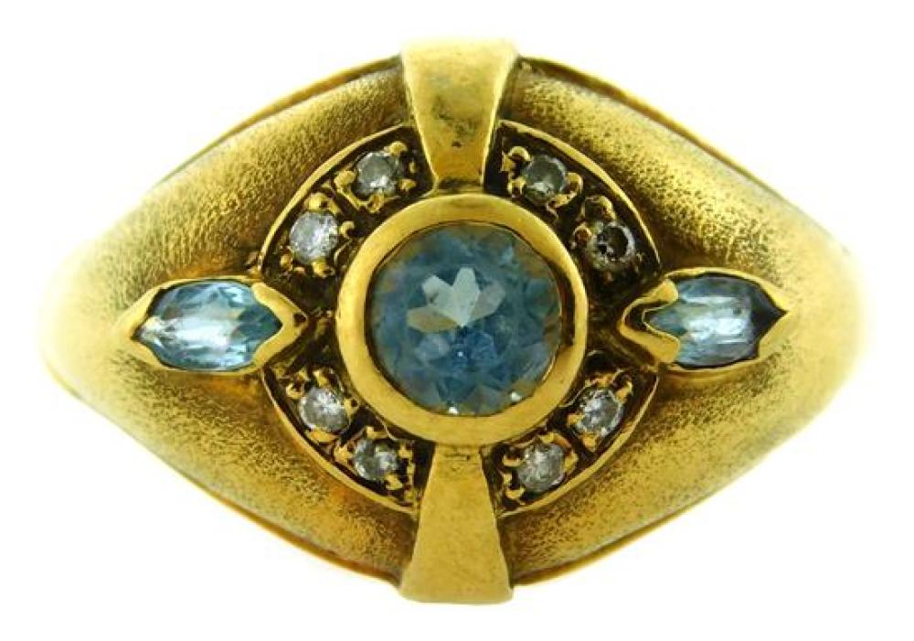 JEWELRY: 18K AQUAMARINE AND DIAMOND