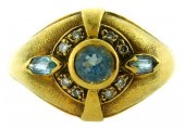 JEWELRY: 18K AQUAMARINE AND DI