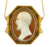JEWELRY: 18K CAMEO PIN/PENDANT