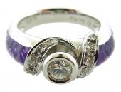 JEWELRY: 18K DIAMOND AND AMETH