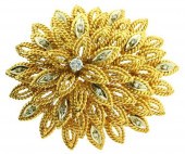 JEWELRY: 18K DIAMOND BROOCH BY