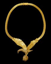 JEWELRY: 18K DIAMOND EAGLE NEC