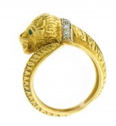 JEWELRY: 18K EMERALD AND DIAMO