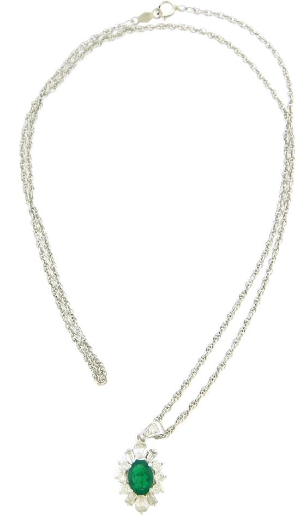 JEWELRY: 18K EMERALD AND DIAMOND
