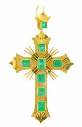 JEWELRY: 18K EMERALD CROSS PEN