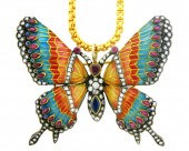 JEWELRY: 18K ENAMELED BUTTERFL