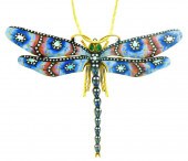 JEWELRY: 18K ENAMELED DRAGONFL