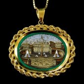 JEWELRY: 18K MICROMOSAIC PENDA