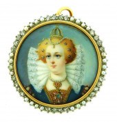 JEWELRY: 18K MINIATURE PORTRAI