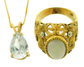JEWELRY: 18K OPAL RING AND 14K