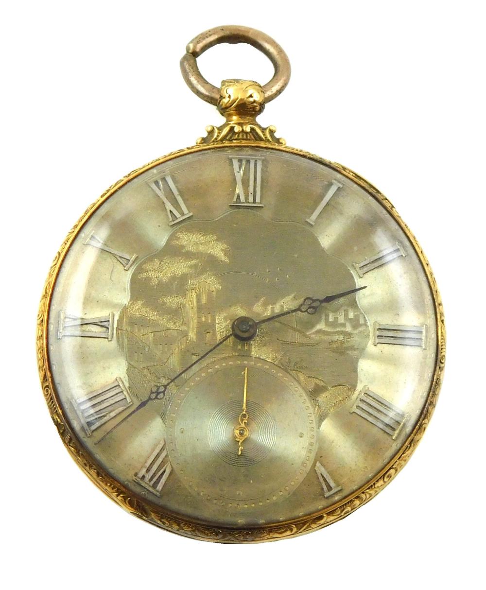 JEWELRY: 18K OPEN FACE M.J.