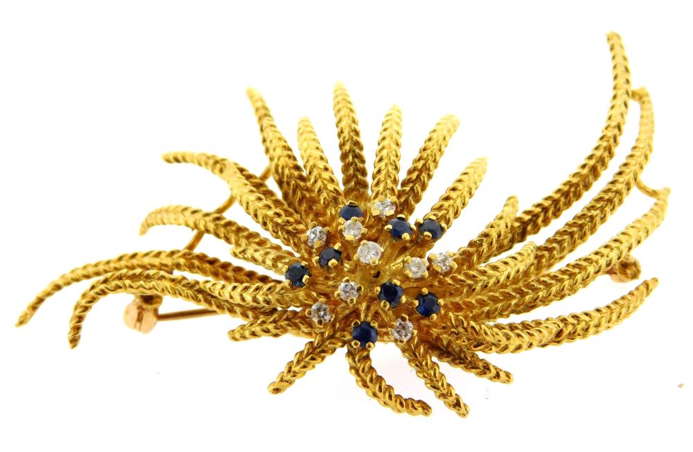 JEWELRY: 18K SAPPHIRE AND DIAMOND