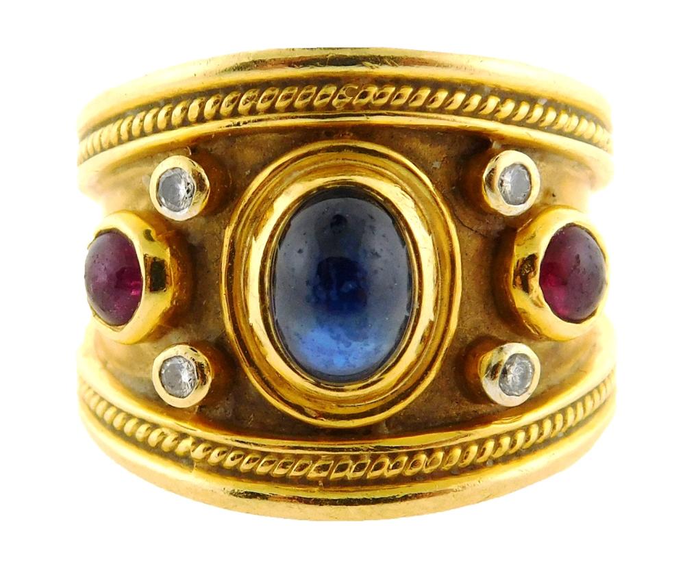 JEWELRY: 18K SAPPHIRE, RUBY AND