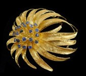 JEWELRY: 18K SAPPHIRE SPRAY PI