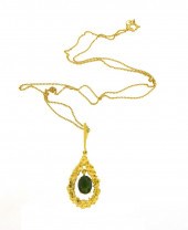 JEWELRY: 18K TOURMALINE PENDAN