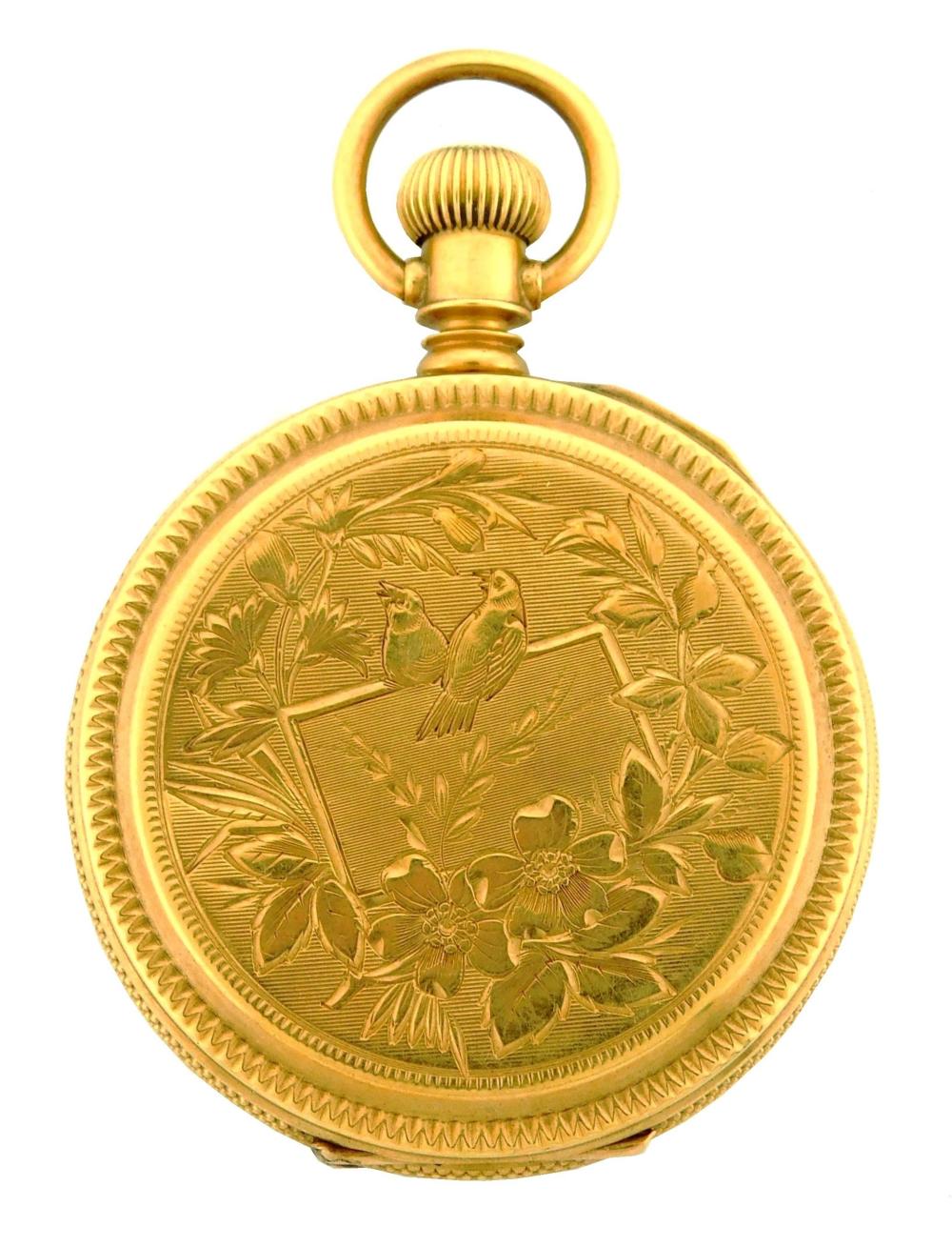 JEWELRY: 18K WALTHAM HUNTING CASE