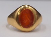 JEWELRY. 18KT GOLD AND CARNELI