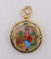 JEWELRY. 18KT GOLD AND ENAMEL