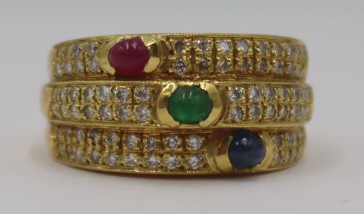 JEWELRY. 18KT GOLD, COLORED GEM AND