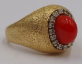 JEWELRY. 18KT GOLD, RED CORAL,