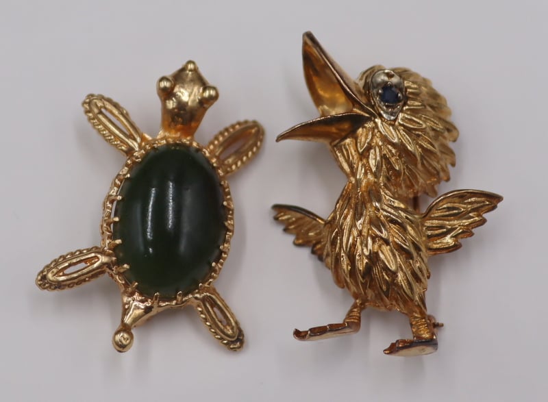 JEWELRY. (2) 14KT GOLD AND GEM