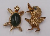 JEWELRY. (2) 14KT GOLD AND GEM