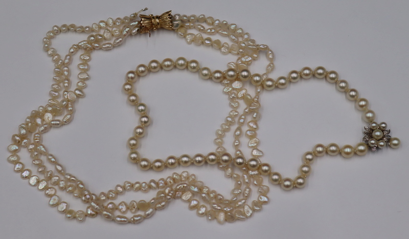 JEWELRY. (2) 14KT GOLD AND PEARL