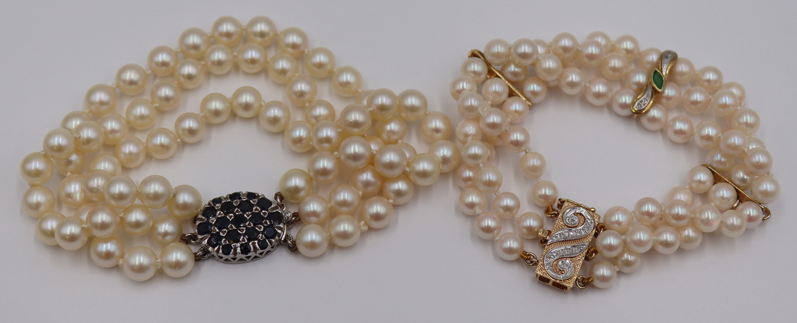 JEWELRY. (2) 14KT GOLD AND PEARL