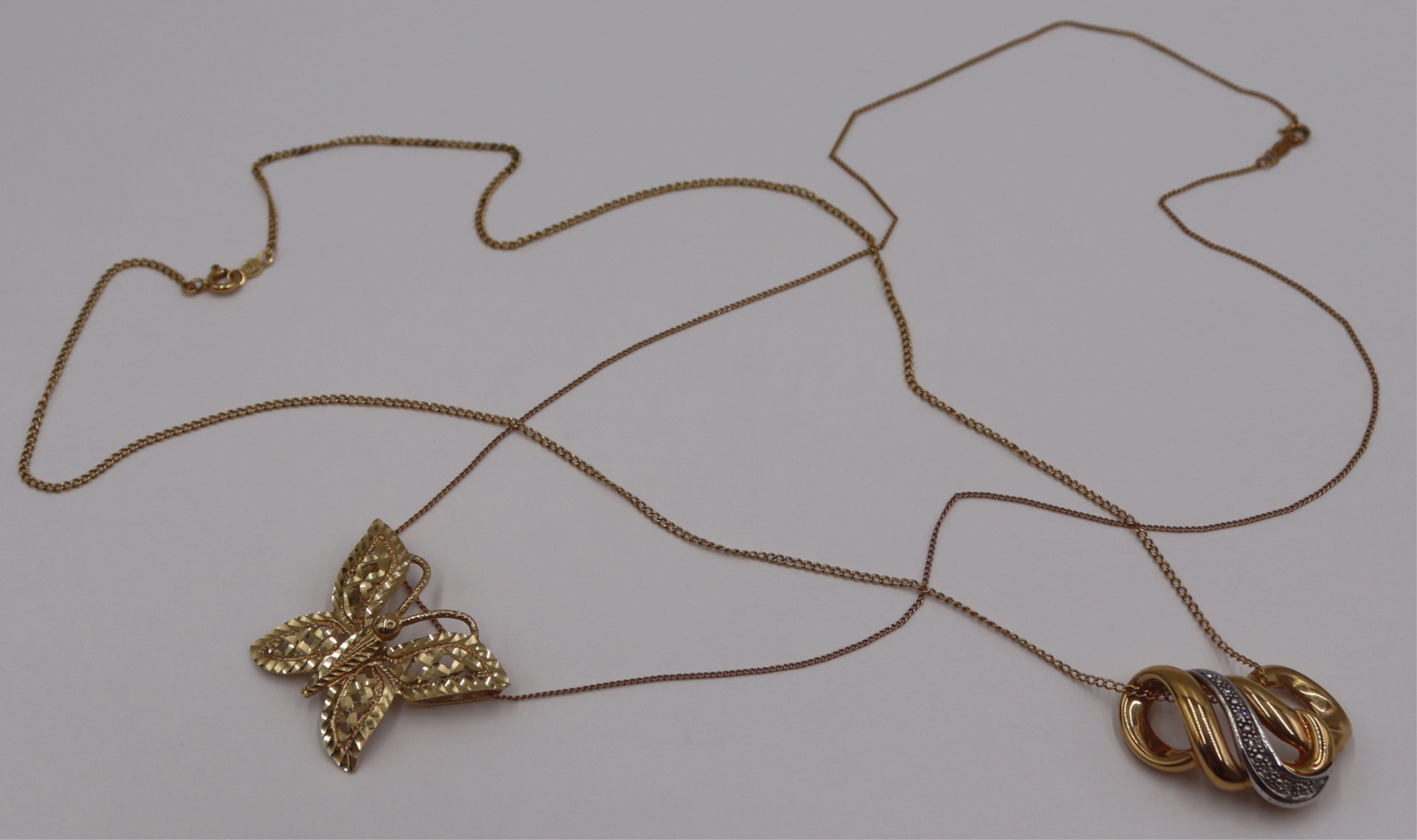 JEWELRY. (2) 14KT GOLD PENDANTS AND
